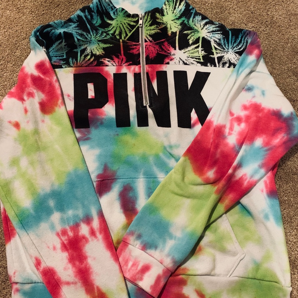 VS PINK custom tie dye quarter zip